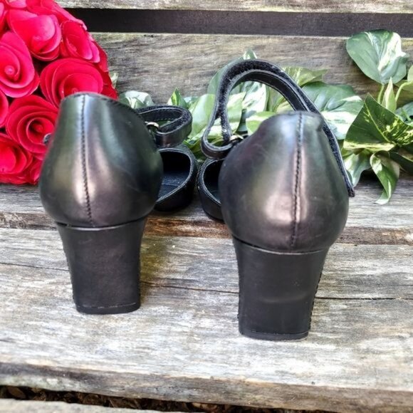 Strictly Comfort Black Mary Jane Heels Retro Swing Dancing Whip Stitch - Picture 7 of 8